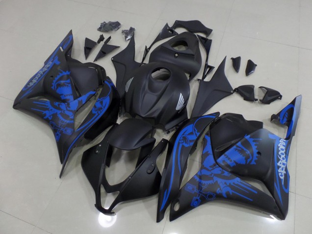 2009-2012 Matte Black Blue Skull Honda CBR600RR Motorcycle Fairings Canada