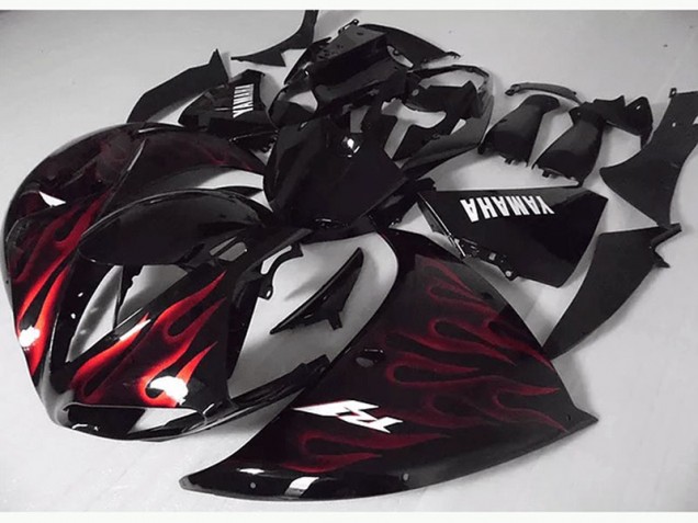 2012-2014 Red Black Flame Yamaha YZF R1 Motorcycle Fairings Canada 2012-2014 Red Black Flame Yamaha YZF R1 Motorcycle Fairings Canada