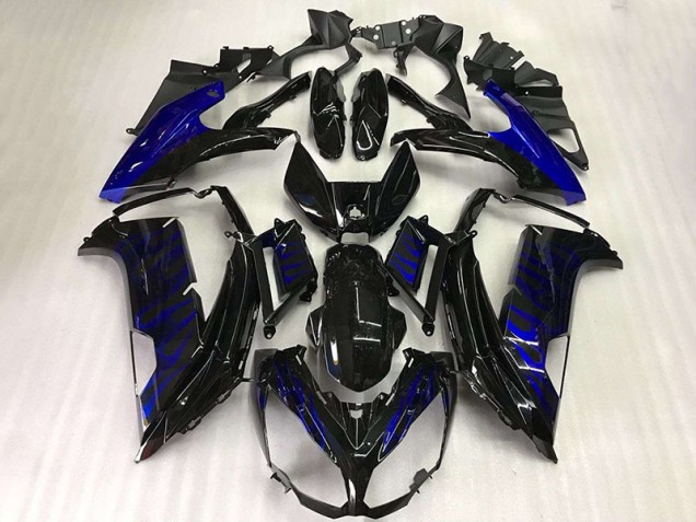 2012-2016 Black Blue Flame Kawasaki Ninja EX650 Motorcycle Fairings Canada 2012-2016 Black Blue Flame Kawasaki Ninja EX650 Motorcycle Fairings Canada